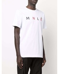 T-shirt à col rond imprimé blanc Moncler