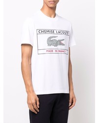 T-shirt à col rond imprimé blanc lacoste made in france