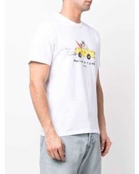 T-shirt à col rond imprimé blanc MAISON KITSUNÉ