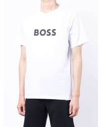 T-shirt à col rond imprimé blanc BOSS