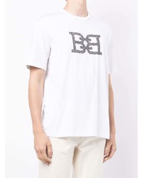 T-shirt à col rond imprimé blanc Bally