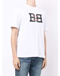 T-shirt à col rond imprimé blanc Bally