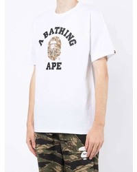 T-shirt à col rond imprimé blanc A Bathing Ape