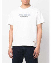 T-shirt à col rond imprimé blanc Evisu