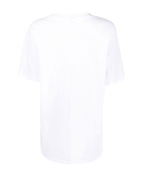 T-shirt à col rond imprimé blanc Moschino