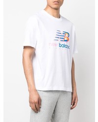 T-shirt à col rond imprimé blanc New Balance