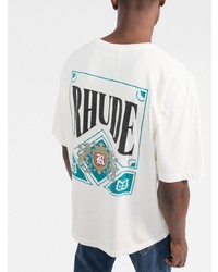 T-shirt à col rond imprimé blanc Rhude