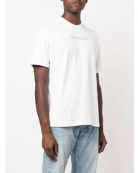 T-shirt à col rond imprimé blanc Stone Island