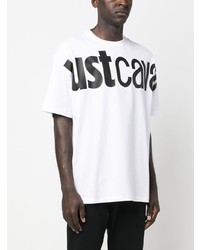 T-shirt à col rond imprimé blanc Just Cavalli