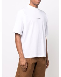 T-shirt à col rond imprimé blanc Marni