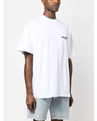 T-shirt à col rond imprimé blanc MSGM