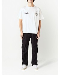 T-shirt à col rond imprimé blanc Rhude