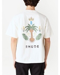 T-shirt à col rond imprimé blanc Rhude