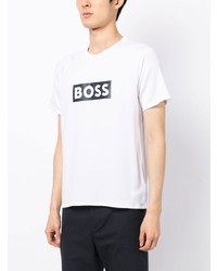 T-shirt à col rond imprimé blanc BOSS