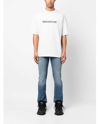 T-shirt à col rond imprimé blanc Balenciaga