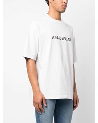 T-shirt à col rond imprimé blanc Balenciaga