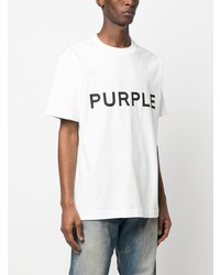 T-shirt à col rond imprimé blanc purple brand