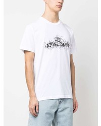 T-shirt à col rond imprimé blanc Stone Island