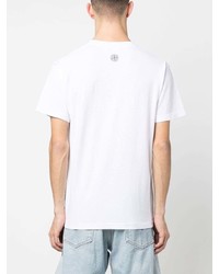 T-shirt à col rond imprimé blanc Stone Island