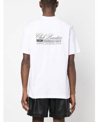T-shirt à col rond imprimé blanc MSGM