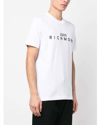 T-shirt à col rond imprimé blanc John Richmond