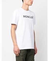 T-shirt à col rond imprimé blanc Moncler