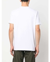 T-shirt à col rond imprimé blanc Moncler