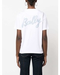 T-shirt à col rond imprimé blanc Bally