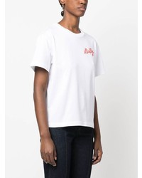 T-shirt à col rond imprimé blanc Bally