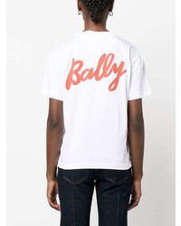 T-shirt à col rond imprimé blanc Bally