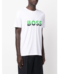 T-shirt à col rond imprimé blanc BOSS