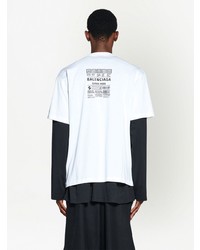 T-shirt à col rond imprimé blanc Balenciaga