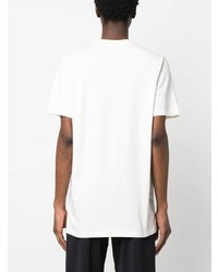 T-shirt à col rond imprimé blanc Moncler