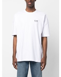 T-shirt à col rond imprimé blanc Ea7 Emporio Armani