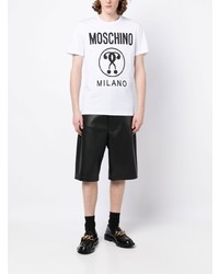 T-shirt à col rond imprimé blanc Moschino