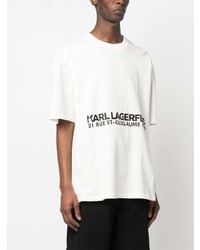 T-shirt à col rond imprimé blanc Karl Lagerfeld