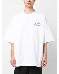 T-shirt à col rond imprimé blanc Alexander McQueen