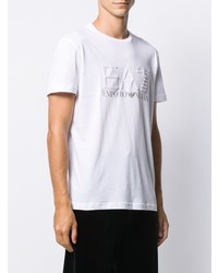 T-shirt à col rond imprimé blanc Ea7 Emporio Armani