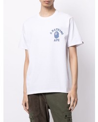 T-shirt à col rond imprimé blanc A Bathing Ape