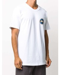 T-shirt à col rond imprimé blanc Stussy