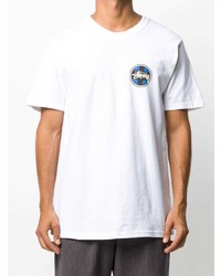 T-shirt à col rond imprimé blanc Stussy