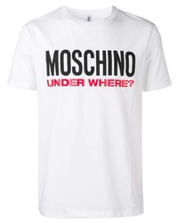 T-shirt à col rond imprimé blanc Moschino