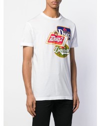 T-shirt à col rond imprimé blanc DSQUARED2