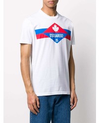 T-shirt à col rond imprimé blanc DSQUARED2