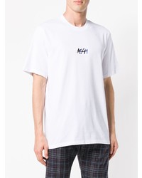 T-shirt à col rond imprimé blanc MSGM