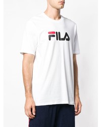 T-shirt à col rond imprimé blanc Fila