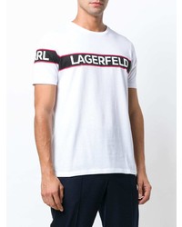 T-shirt à col rond imprimé blanc Karl Lagerfeld