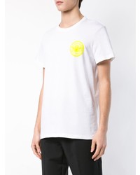 T-shirt à col rond imprimé blanc Balmain