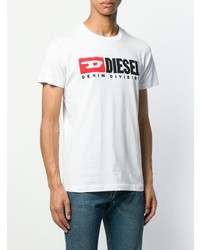 T-shirt à col rond imprimé blanc Diesel