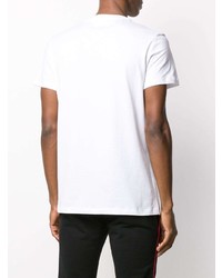 T-shirt à col rond imprimé blanc Balmain